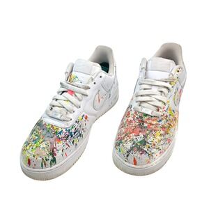 Nike Air Force 1 07 Low Paint Splatter White Multi Color CW2288-111 Mens Size 9